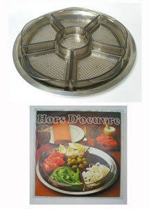                            RETRO BOXED DANISH  STAINLESS  STEEL AND PLASTIC SEGMENTED HORS  D  OEUVRE  TRAY