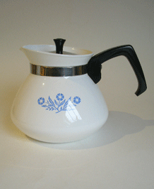 PYROSIL CORNFLOWER 6 CUP ENAMEL STOVE TOP COFFEE / TEA POT