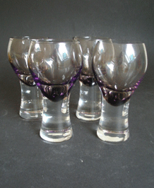 CAITHNESS GLASS CANISBAY PEAT WINE GOBLETS (x4) DESIGNED BY COLIN TERRIS