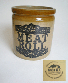 VINTAGE MOIRA STONEWARE MEAT ROLL JAR