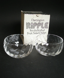          DARTINGTON GLASS RIPPLE  INDIVIDUAL FRUIT / SALAD DISHES ( FT287/3)   IN ORIGINAL BOX (x2)