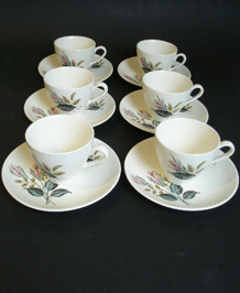 J&G MEAKIN  NIGHT CLUB DESIGN (1959) CUPS AND SAUCERS (x6) ON THE GRACE/LYRIC SHAPE