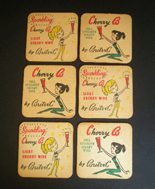  SIX ORIGINAL 1950s CHERRY B COCKTAIL MATS X 6