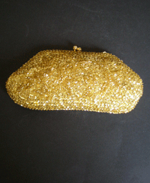 VINTAGE GOLD HAND BEADED EVENING BAG 