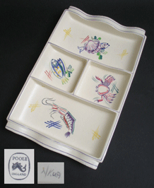      POOLE POTTERY N KUA SEAFOOD HORS D OEUVRES TRAY 