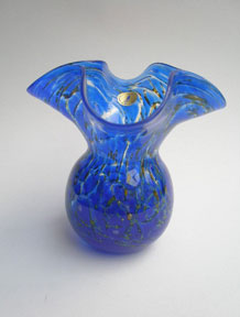     MTARFA ( GLASSBLOWERS MALTA) MOTTLED  BLUE VASE